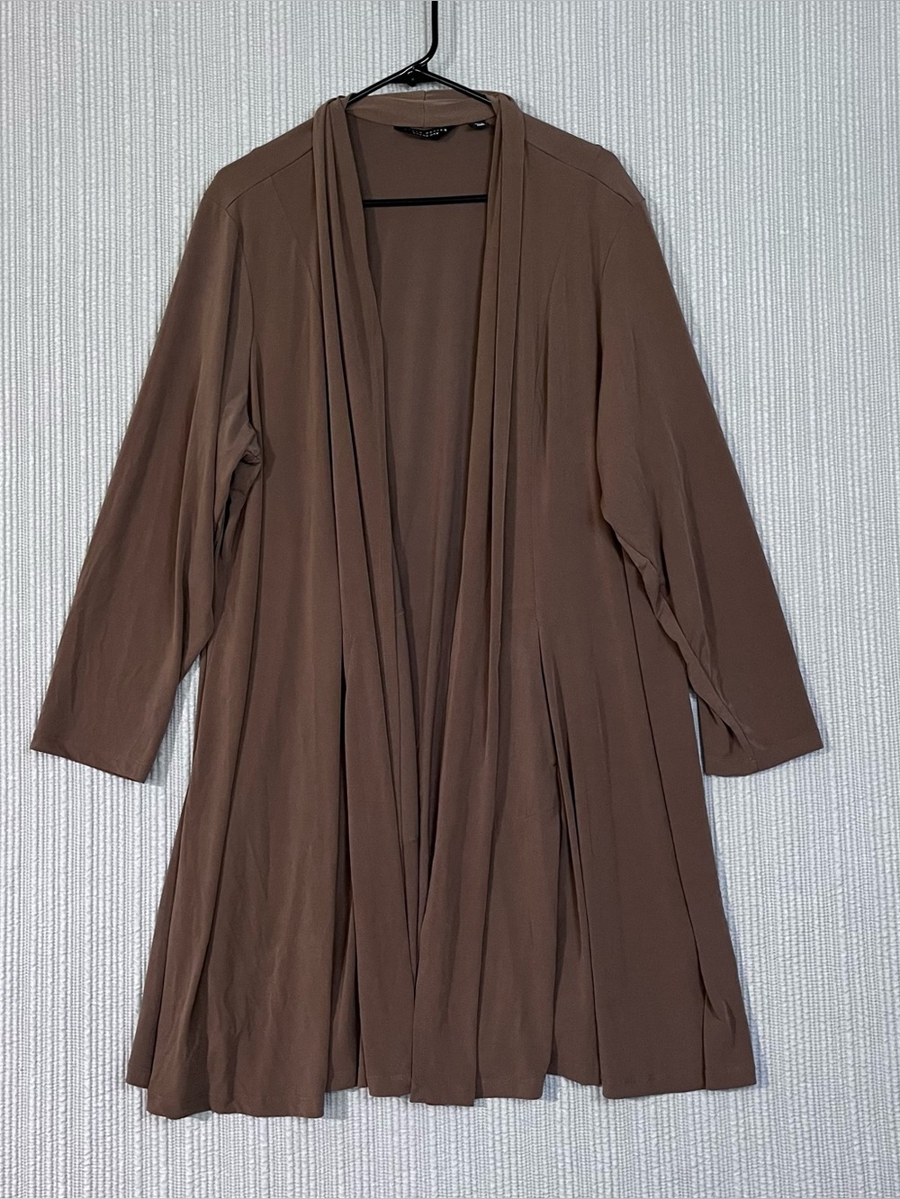 Susan Graver Liquid Knit Long Line Cardigan Duster Cocoa Brown Womens Plus 3XP